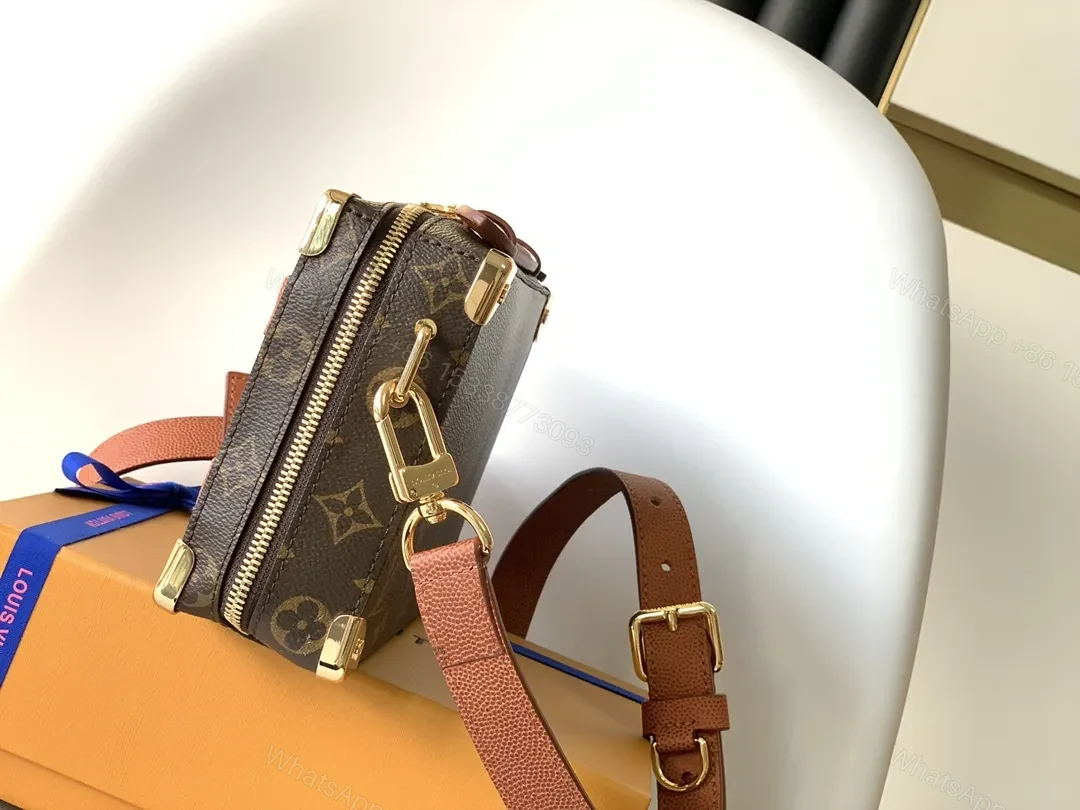 View 7 of Compact Monogram Crossbody with Striped Leather Accents