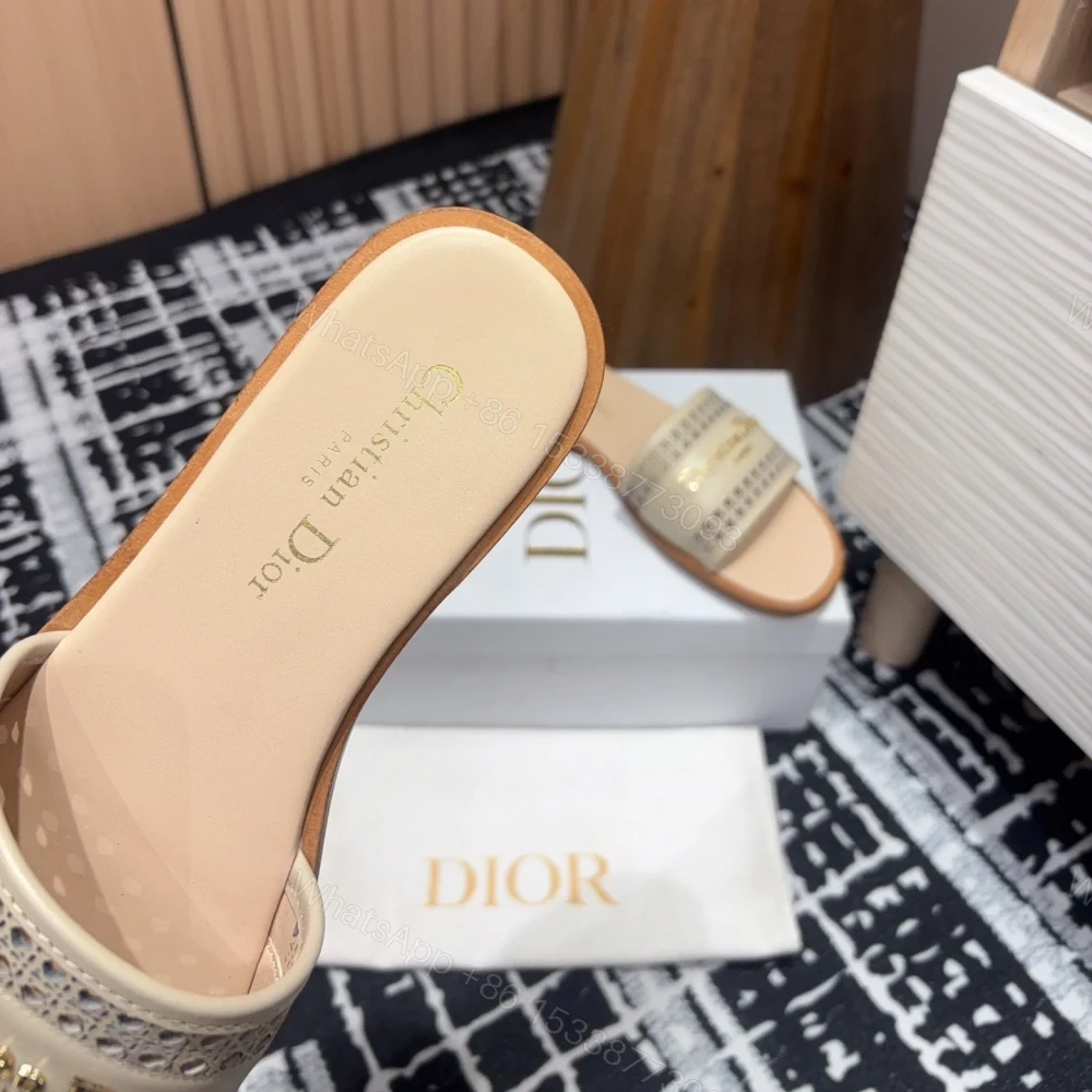 View 5 of 高仿Dior*D-Lane系列KCO156圓頭套腳一字拖鞋米色免檢版