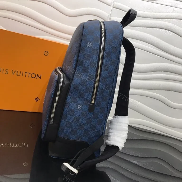 View 6 of Blue-Checkered Luxe Backpack: Structured, Everyday-Ready Organization