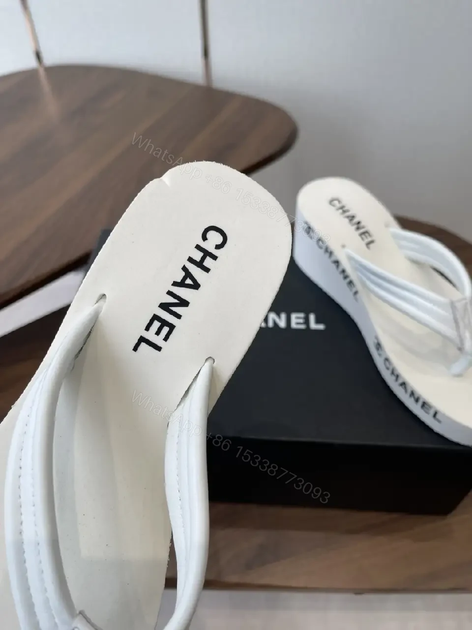 View 8 of White Platform Sandals with Signature Branding, Luxe Casual Elevation