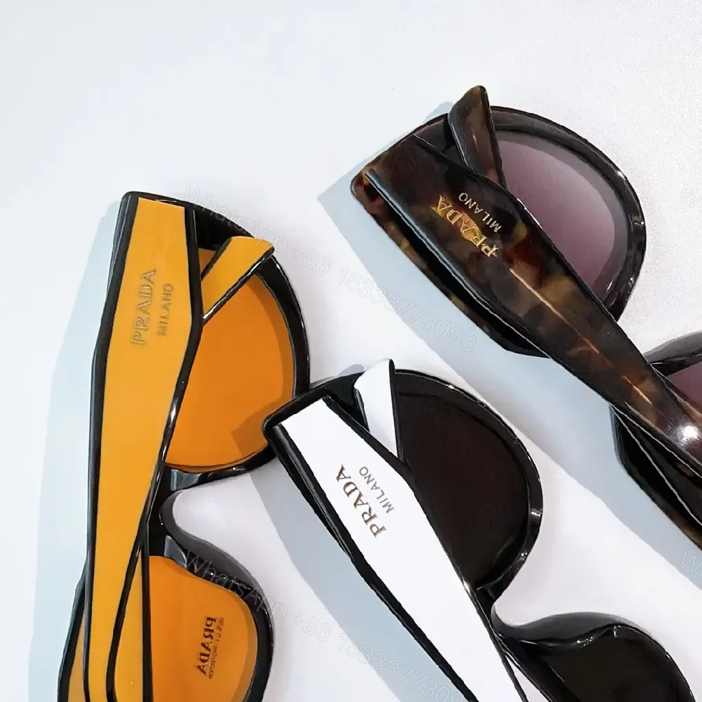 View 5 of Black Cat-Eye Oversized Sunglasses Gold Branding, Prada Milano