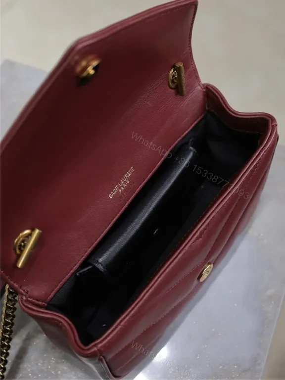 View 5 of Burgundy Quilted Leather Crossbody â€” Structured Chic Bag