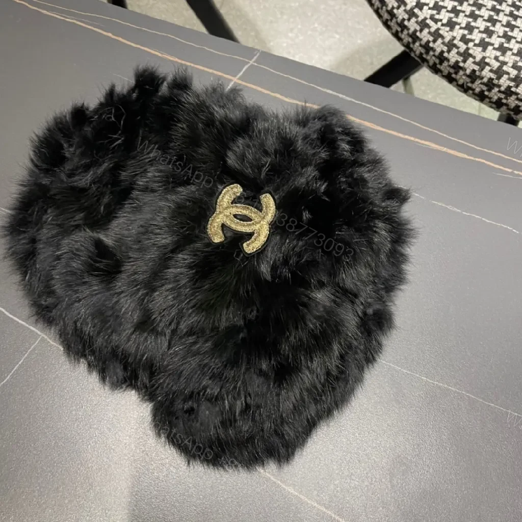 View 7 of Lux Fur-Trim Pom-Pom Bag Charm: Gold Emblem Accent