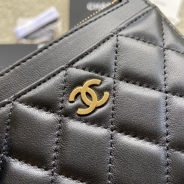 View 2 of Black Calfskin Chanel Cardholder Wallet: Quilted Luxury, Compact Style
