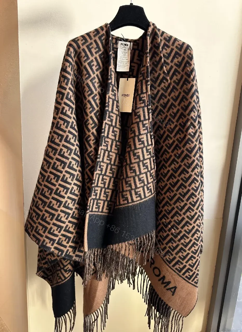 View 4 of Lux Knit Wrap: Monogram-Inspired, Two-Tone, Fringe Detail