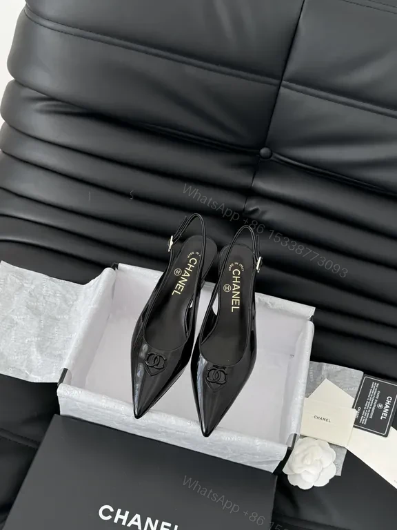 Chanel-Inspired Black Patent Slingback Pumps: Sleek Elevation — view 1