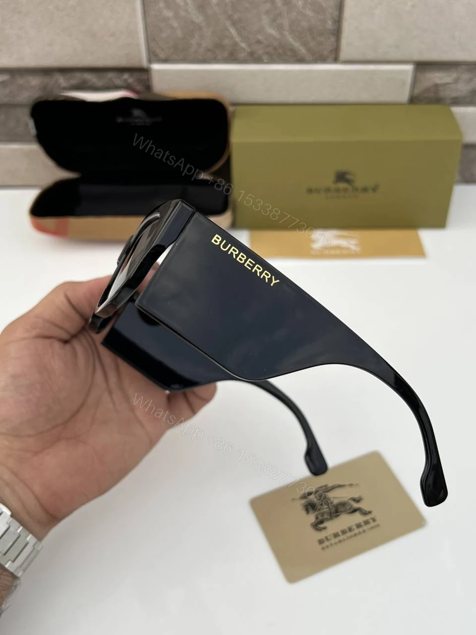 View 5 of First Copy Burberry Black Square Unisex Sunglasses UV Protection Premium Quality Trending Style