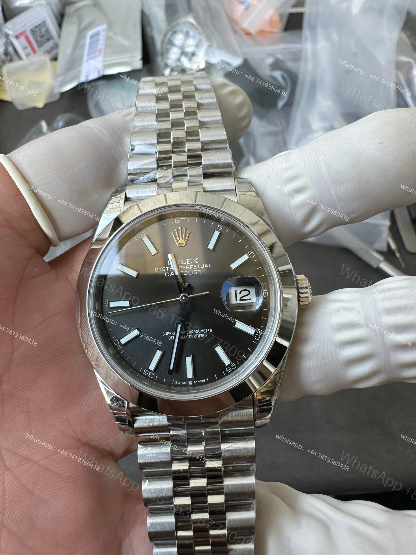 View 7 of Rolex Datejust M126300-0008 1:1 Replica Gray Dial Jubilee 41MM 3235 Movement Super Clone Watch