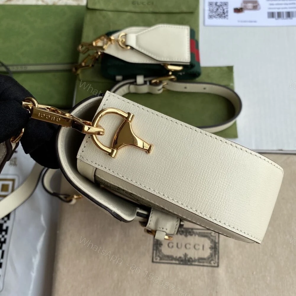View 4 of Gucci Horsebit 1955 Mini Bag Beige And White 20Cm 658574 HUHHG 9759