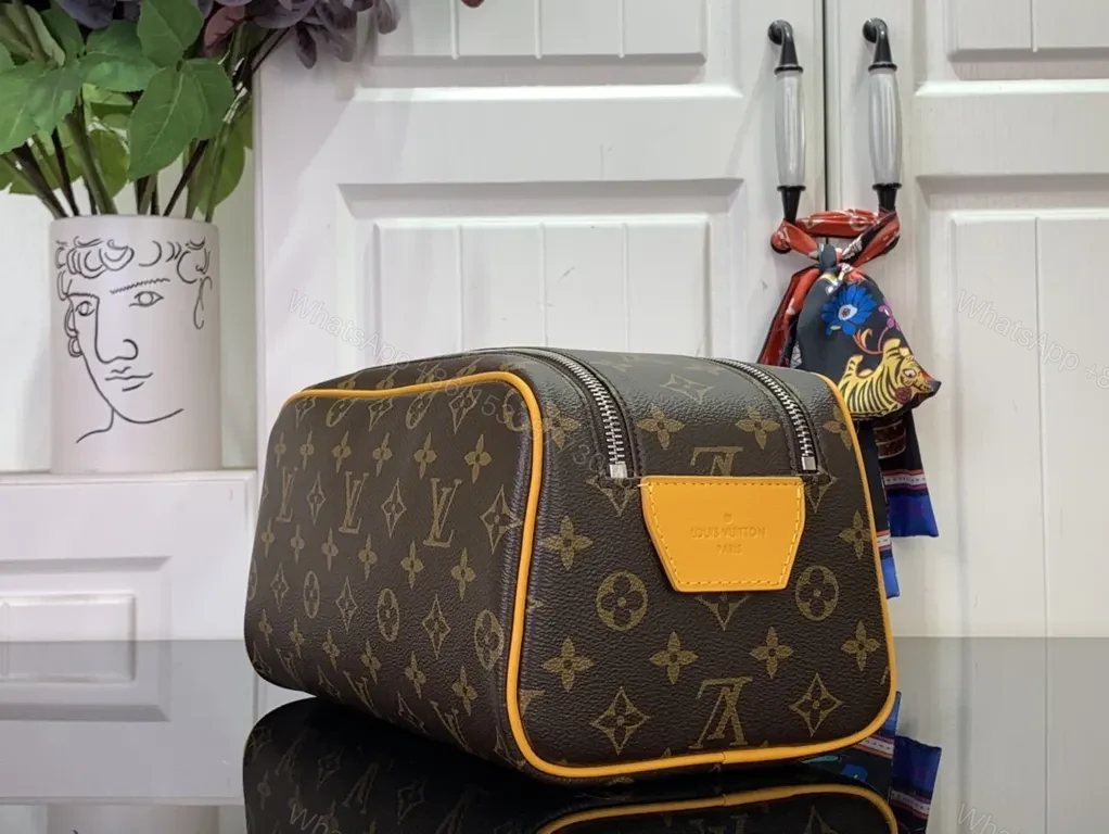 View 4 of Bold Monogram Compact Luxury Bag: Yellow Trim, Monogram Canvas, Crossbody Ready