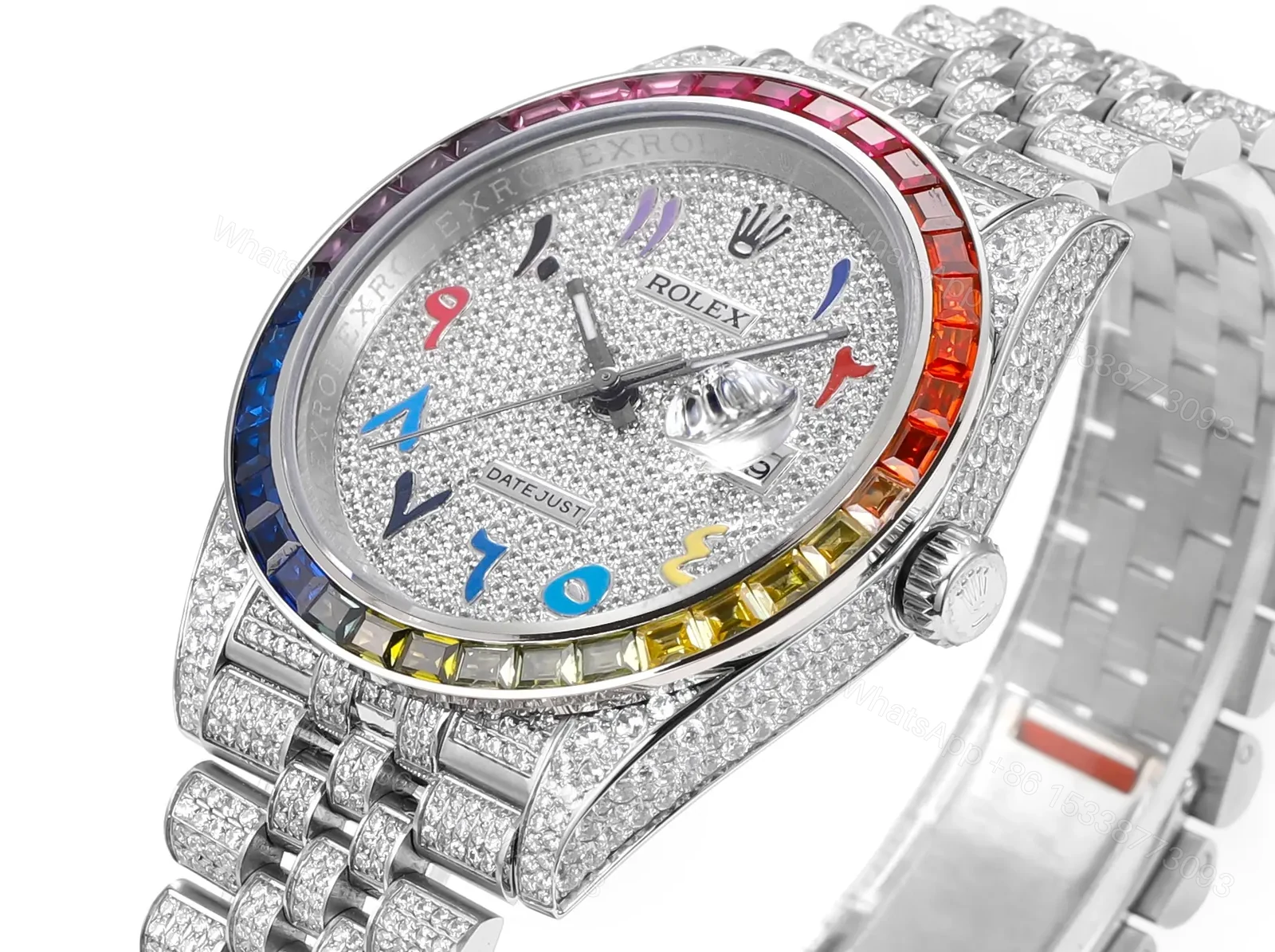 View 4 of Spectacular arabic rainbow datejust replica 41MM Iced Out Edition RG-DJ41-ARABIC-RAINBOW-SILVER