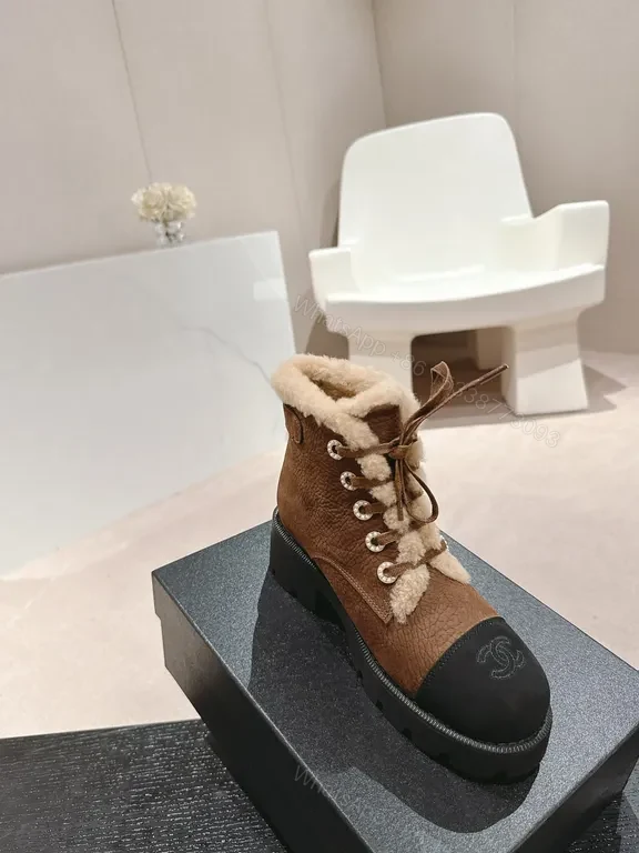 View 6 of Chanel-Inspired Leather Boots with Plush Shearling