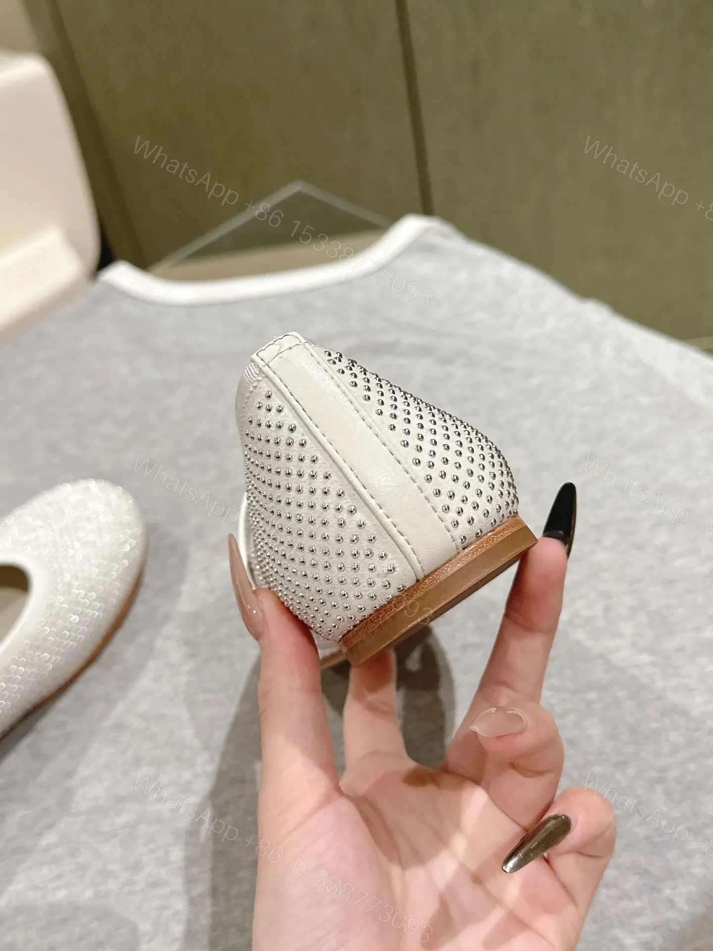 View 2 of LV Women White Mesh Mary Jane Flats