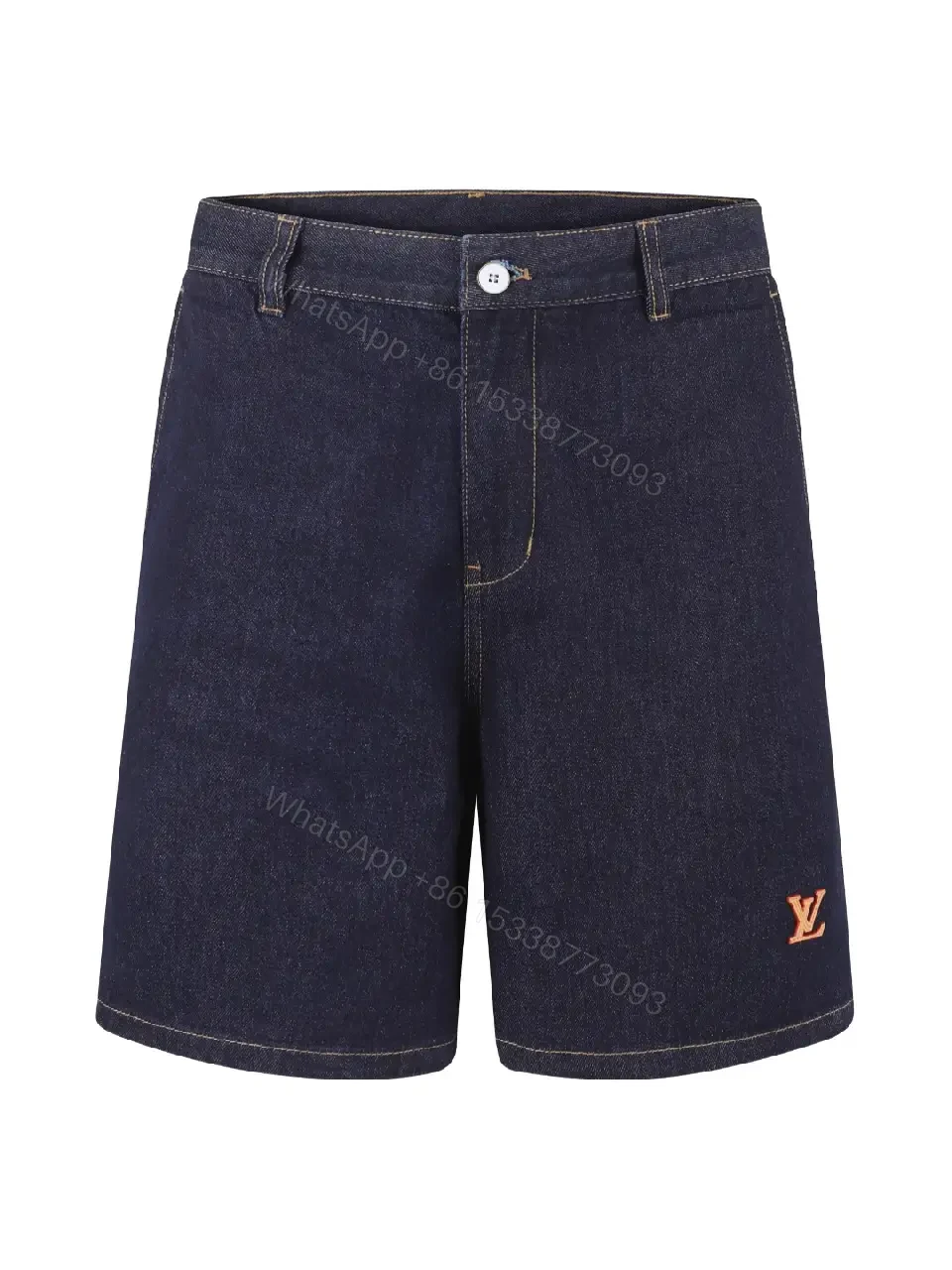 View 5 of Dark Denim Bermuda Shorts Cotton Classic LV Logo Short Pants