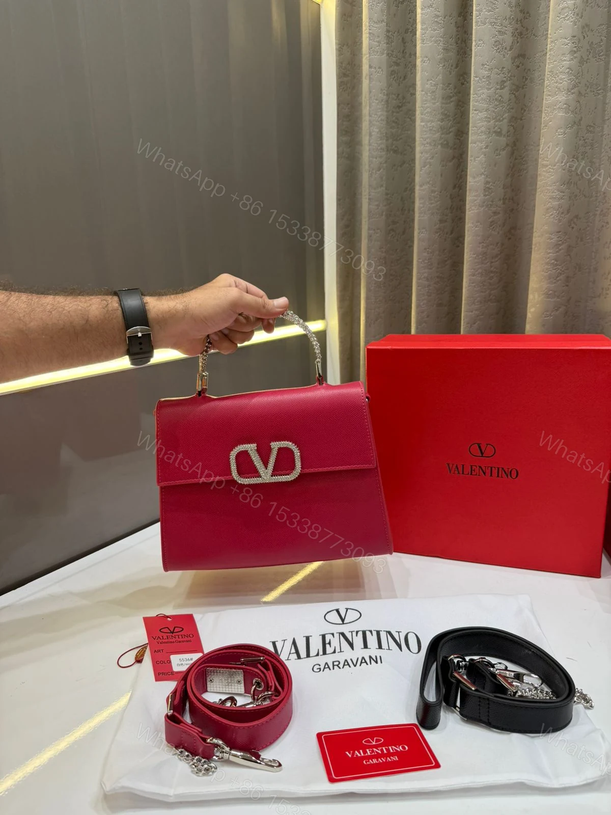 View 4 of FIRST COPY VALENTINO STONE GARAVANI LOGO TOP HANDLE BAG
