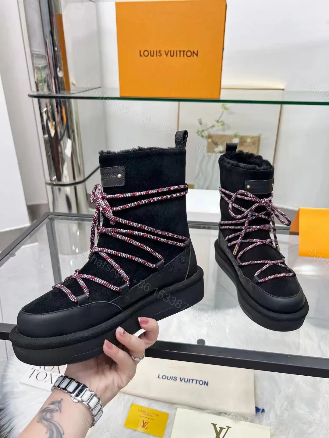 View 3 of LOUIS VUITTON ASPEN PLATFORM ANKLE BOOT BLACK 1AC75N