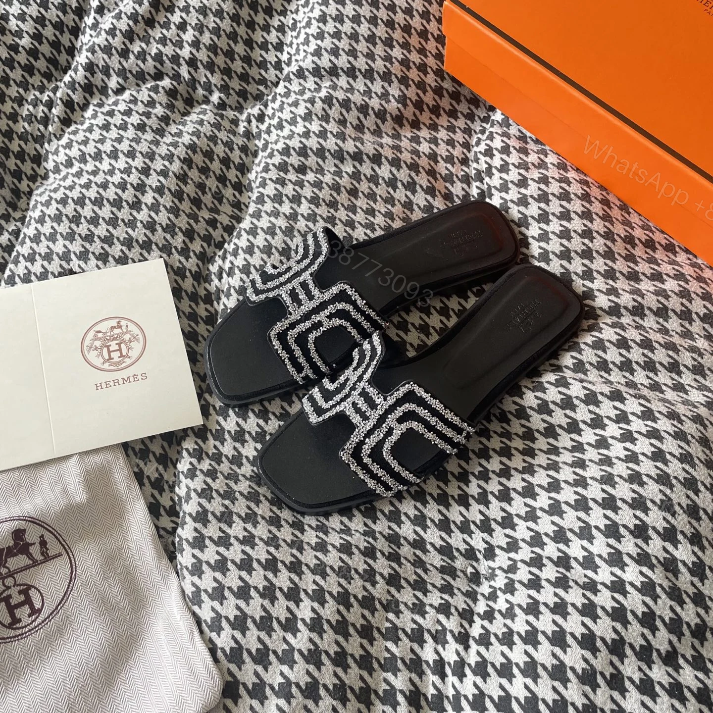 View 3 of HERMES ORAN SANDAL CRYSTLE BLACK H212010Z 02360