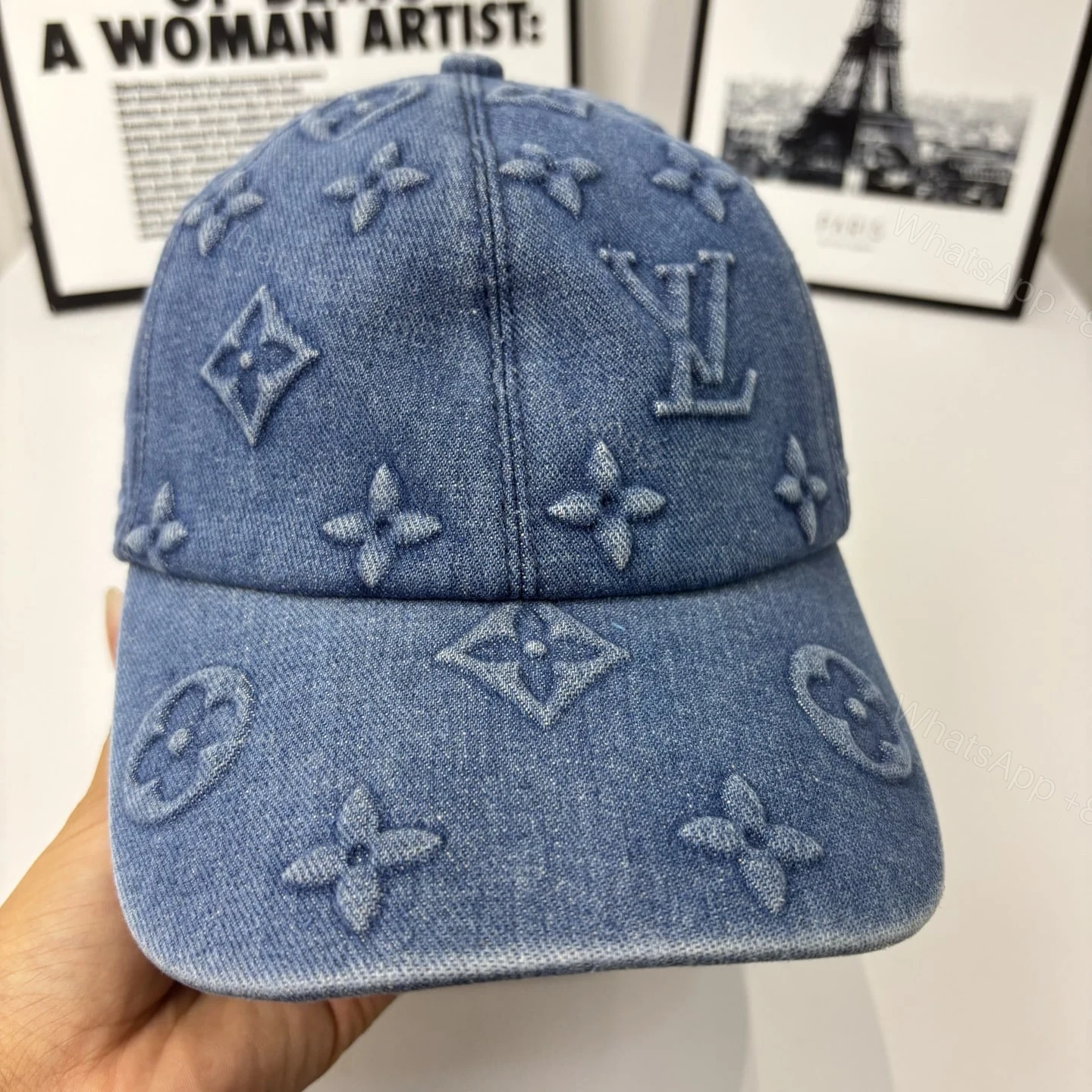 View 4 of LOUIS VUITTON MONOGRAM DENIM BASEBALL CAP IN BLUE
