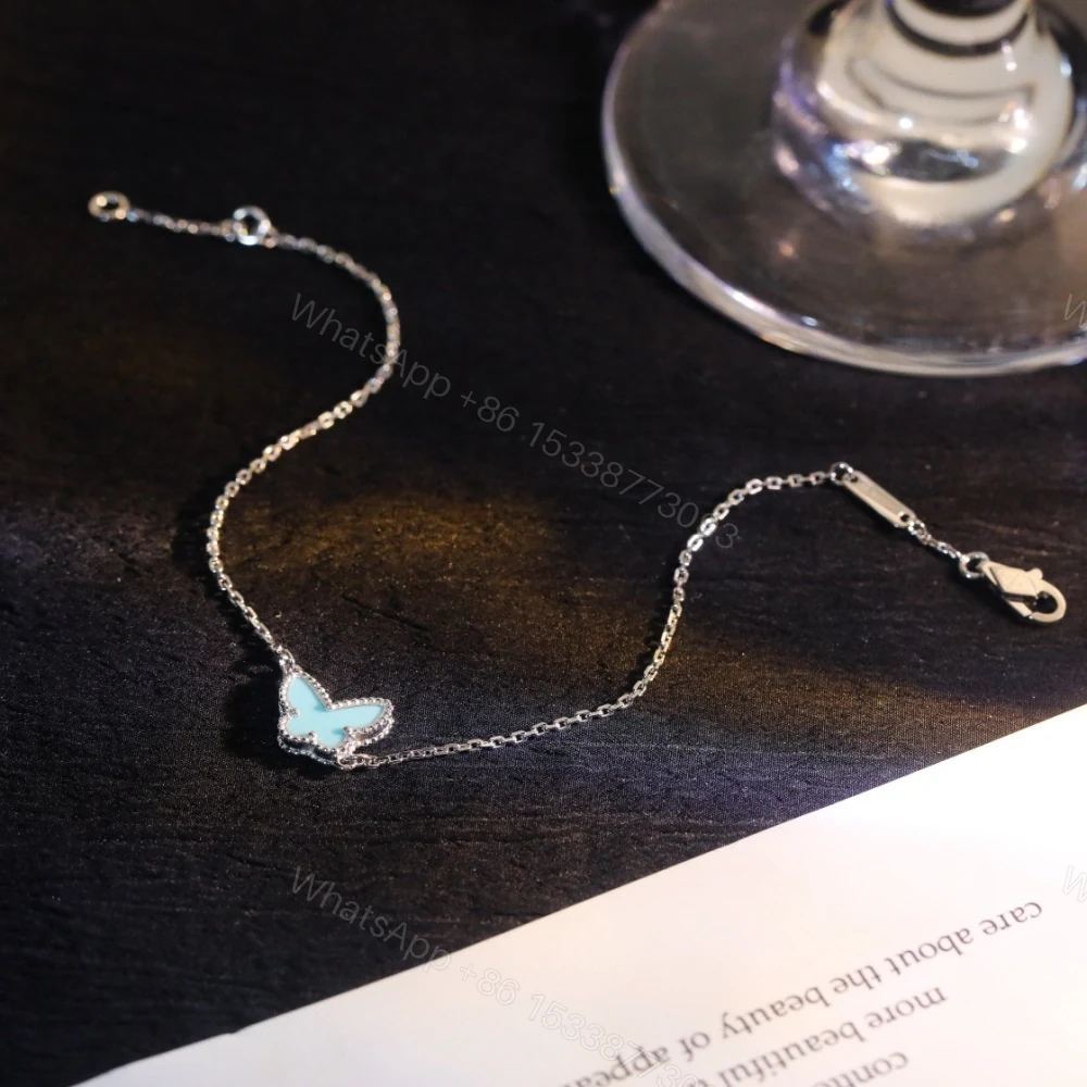 View 2 of 高仿首飾VanCleef&Arpels*ARF80400蝴蝶綠松石白金手鏈
