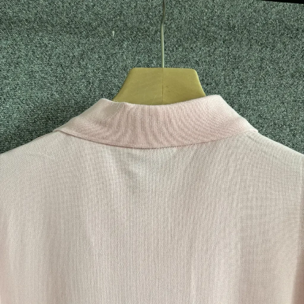 View 10 of Soft Pink Polo Cotton Blend – Subtle Monogram, Casual Luxury Polo