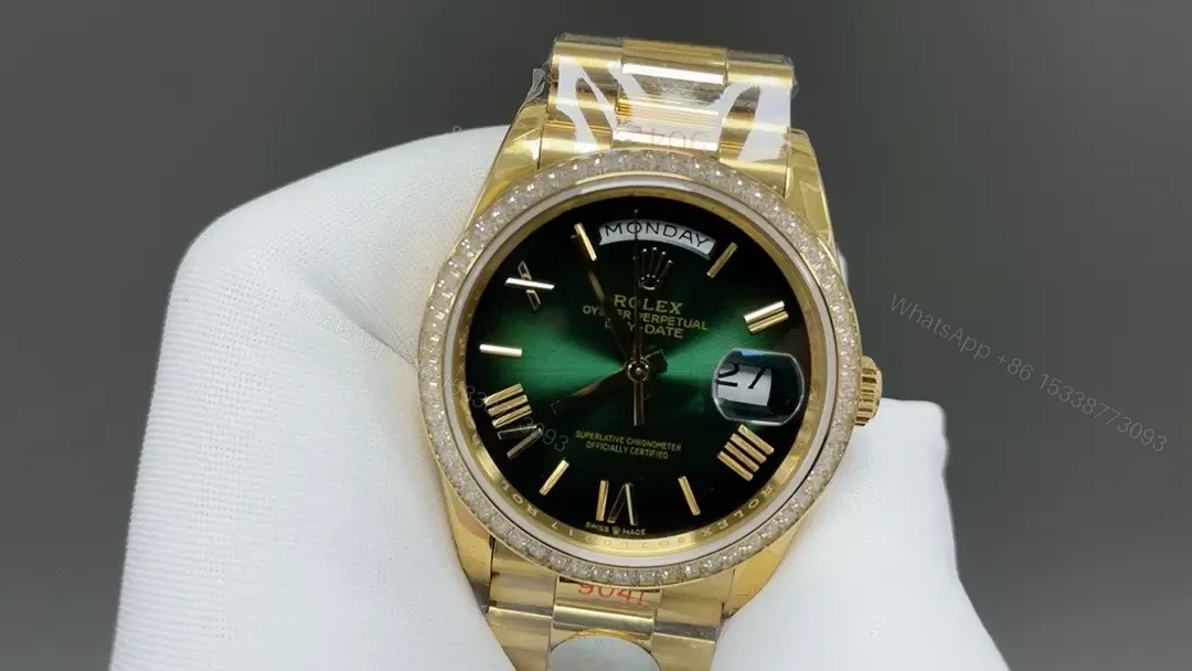 View 3 of Rolex Day-Date 36 Yellow Gold Diamond Green – Ombré President 128348RBR-0068