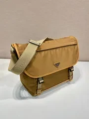 View 4 of LARGE FLAP BAG 30 IN CIDER BROWN RE-NYLON AND CALFSKIN TRIM