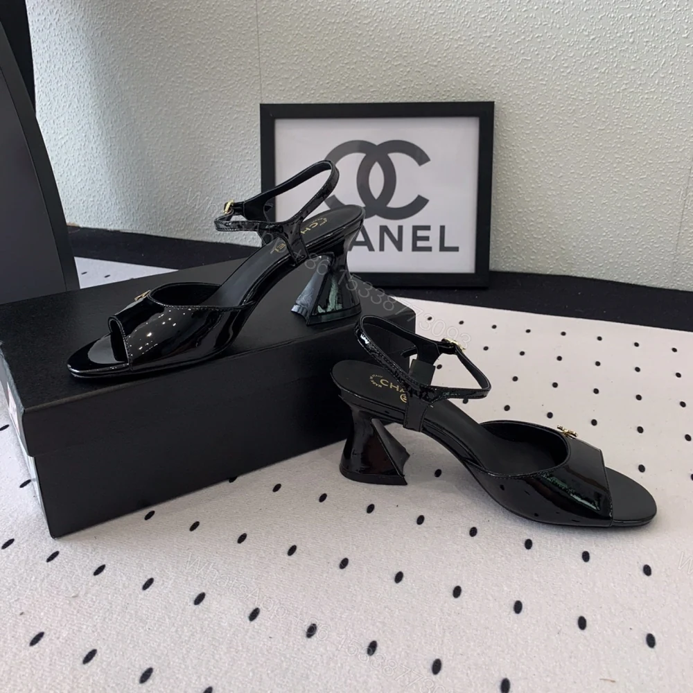 View 7 of 高仿Chanel*G45723B魚嘴高踭鞋漆皮黑色5.5CM免檢版