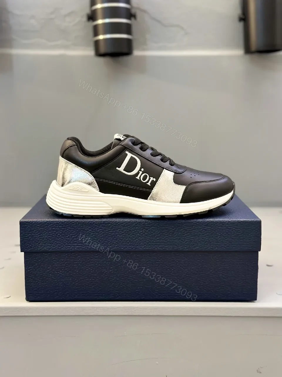 View 5 of Premium Black & Silver Designer-Inspired Runner Sneakers