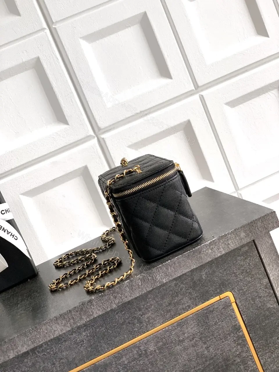 View 4 of Quilted Leather Mini Bag: Gold Hardware, Crossbody Style