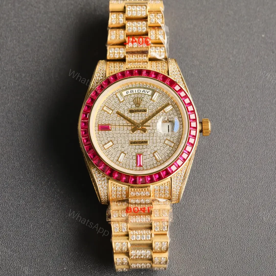 View 4 of Stunning rolex day date replica 41MM Yellow Gold Ruby Diamond Edition RG-DD-41MM-YG-RUBY-DIAMOND