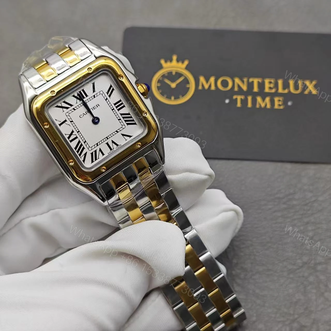 View 2 of Replica Cartier Panthère de Cartier Women Quartz White 18ct Yellow Gold Watch W2PN0006