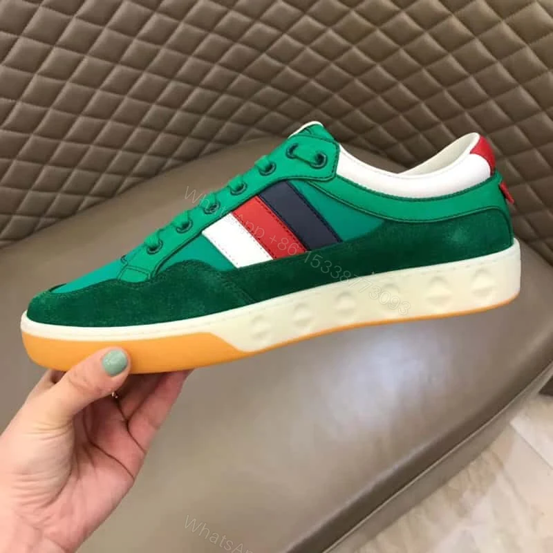 View 4 of GUCCI MEN’S GREEN LEATHER AND NYLON SNEAKERS – GC61