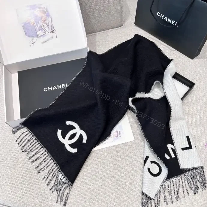 View 9 of Black-White Signature-Style Scarf Set: Luxe All-Season Comfort