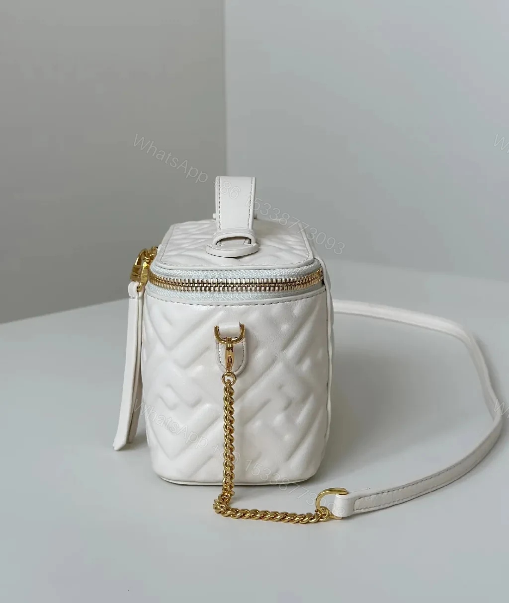 View 4 of Quilted White Satchel: Gold-Accent Compact Luxury Bag