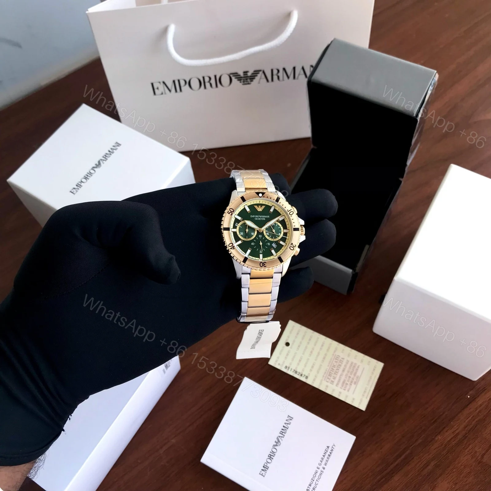 View 2 of Emporio Armani AR11586 Green Dial Chronograph 40mm Quartz