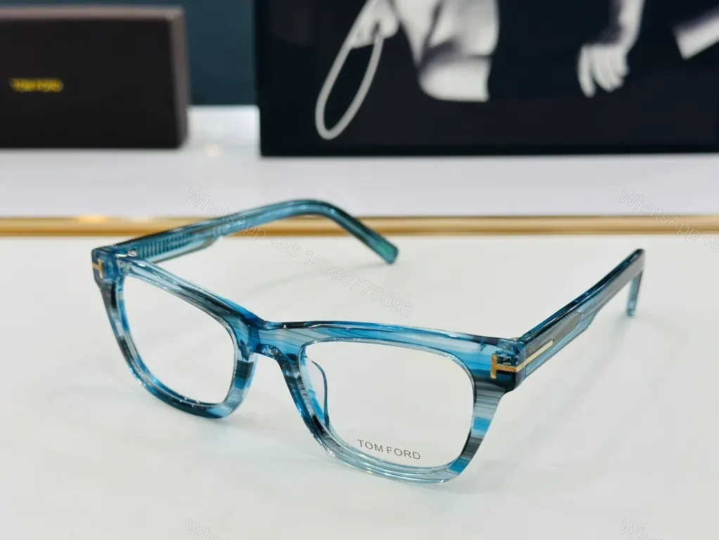 View 2 of Black Acetate Eyeglasses | TOM FORD Luxury + Gold Accents, Full-Rim, All-Day Comfort