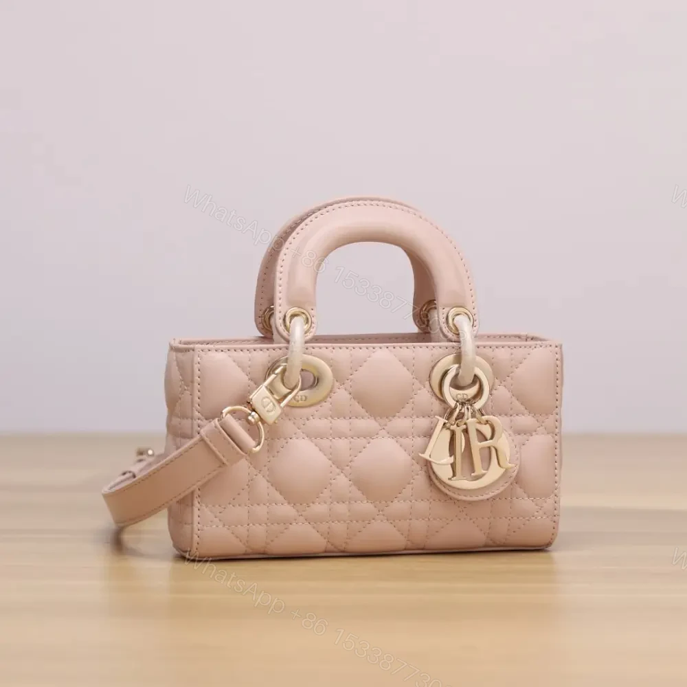 高仿Dior*LadyDJoy系列S0910M413小羊皮戴妃包胭脂粉Mini免檢版 — view 1