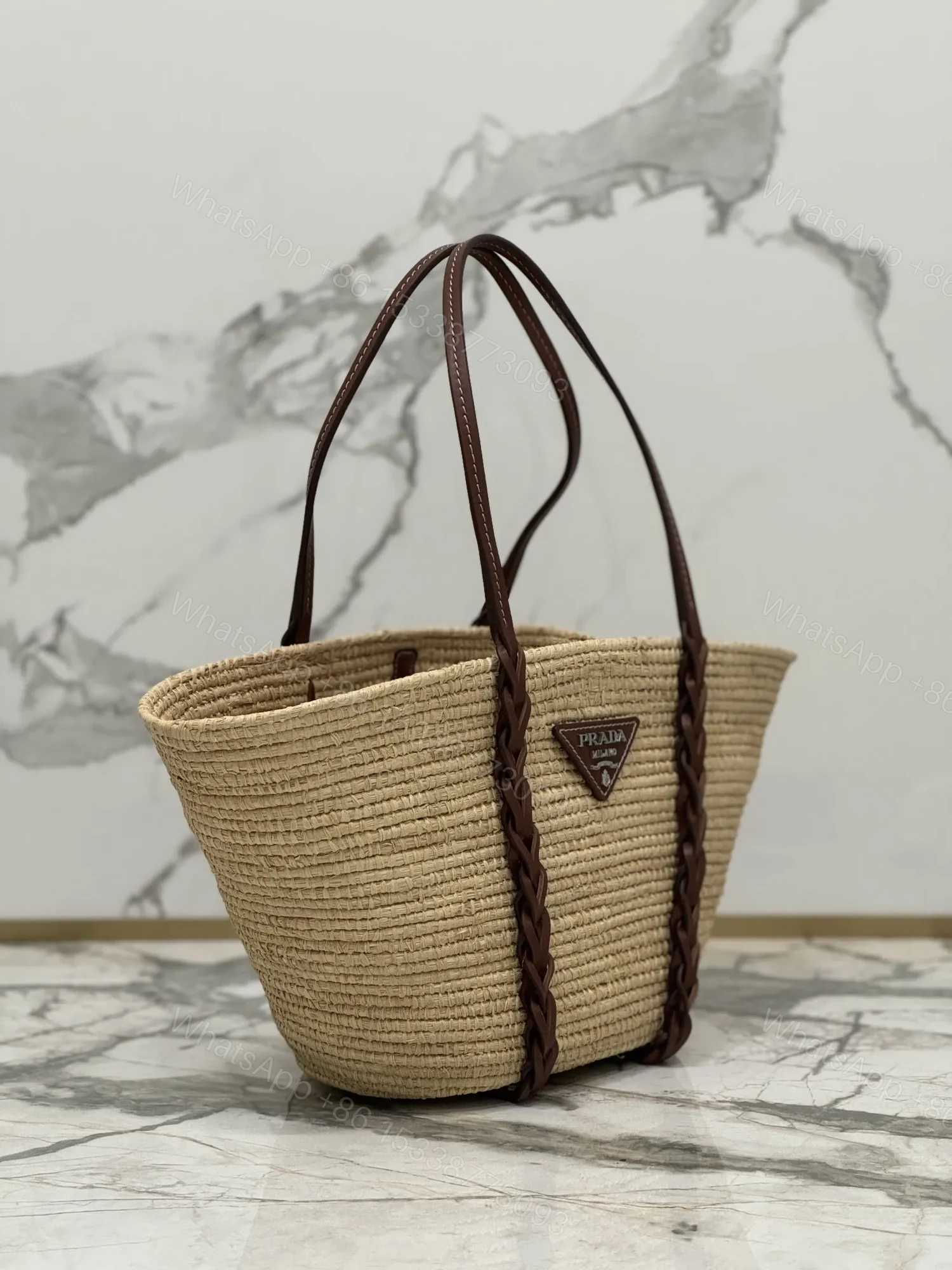 View 4 of PRADA Braided Handle Basket Bag
