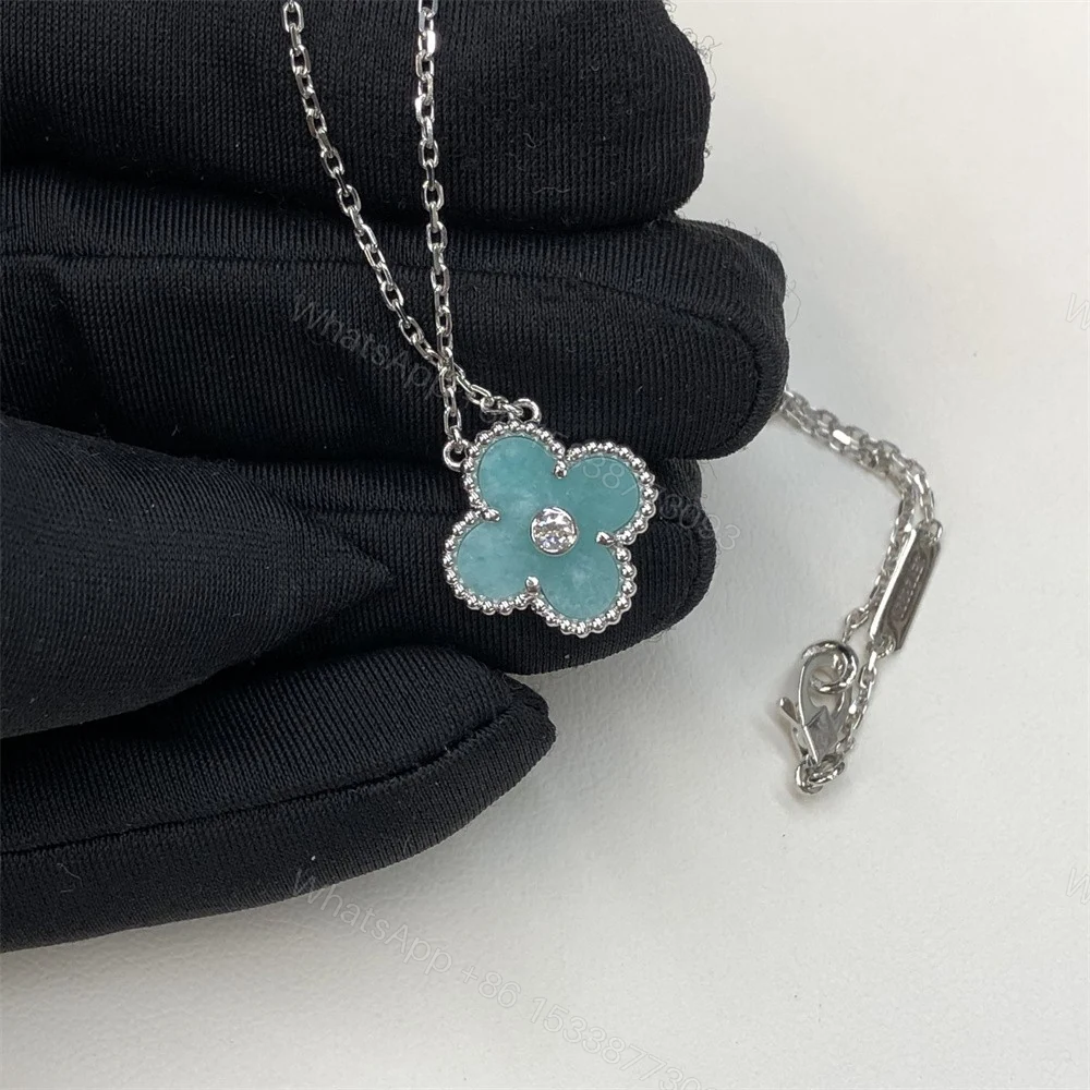 View 4 of VCA 2022 Holiday Alhambra Pendant Necklace Blue Sevres Porcelain