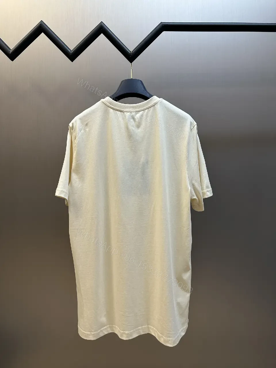 View 4 of Cream Off-White Silk-Soft Tee with Small Chest Logo Tee