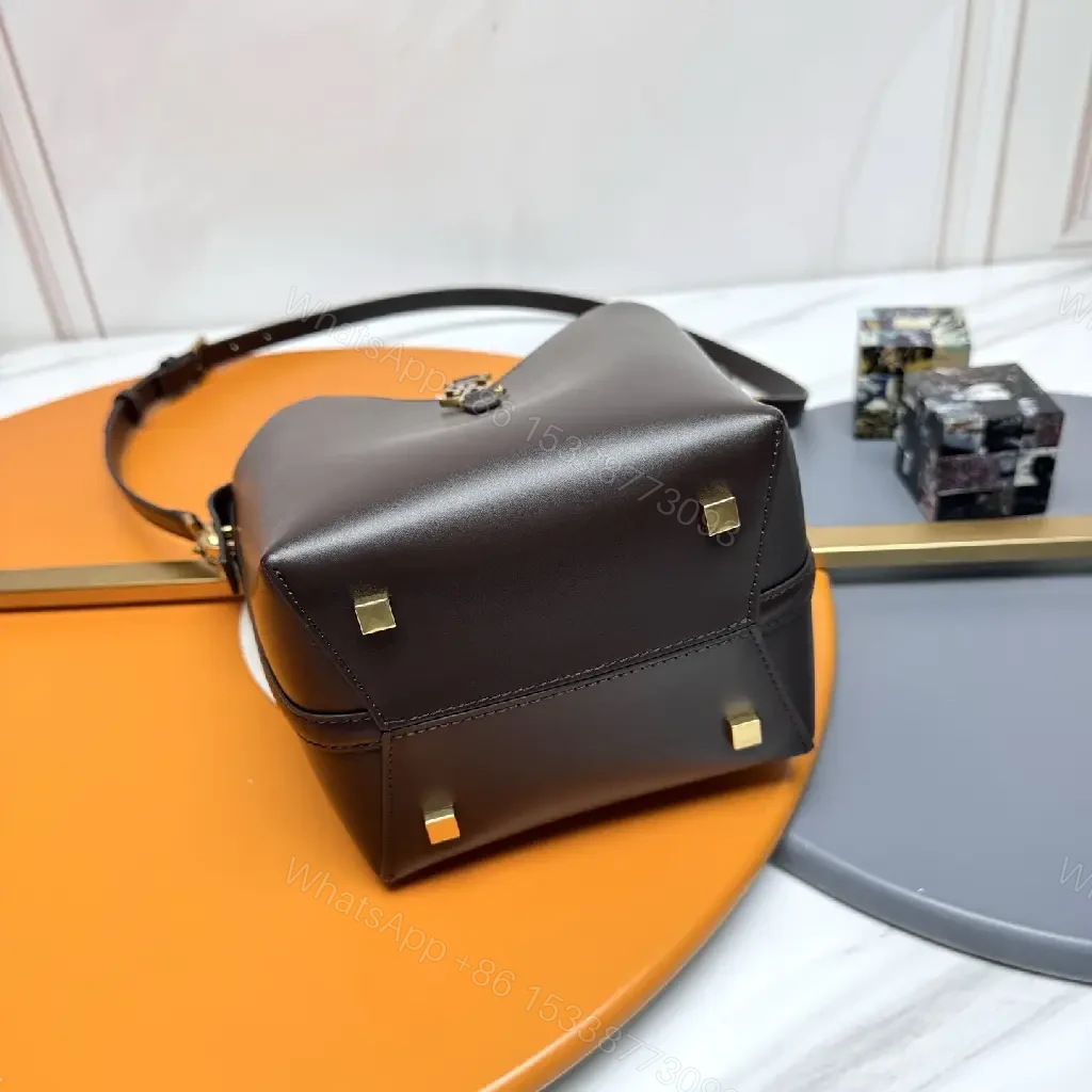 View 8 of Chic Leather Crossbody Bag with Gold Charm - Classic Style