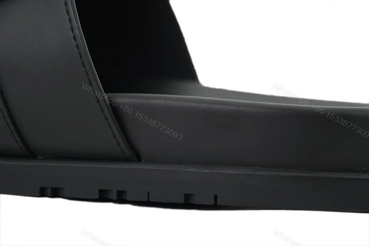 View 2 of HERMES Solid Black Button Slides