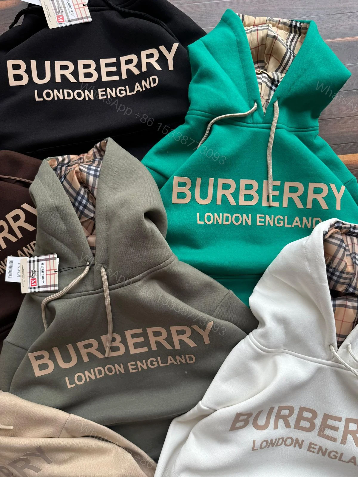 View 4 of FIRST COPY BURBERRY 3-THREAD COTTON FLEECE HOODIE