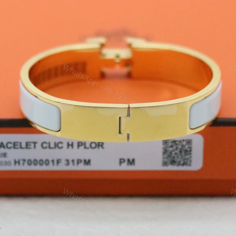 View 2 of 高仿Hermes*ClicH系列H700001F31鍍金琺瑯手鐲白色
