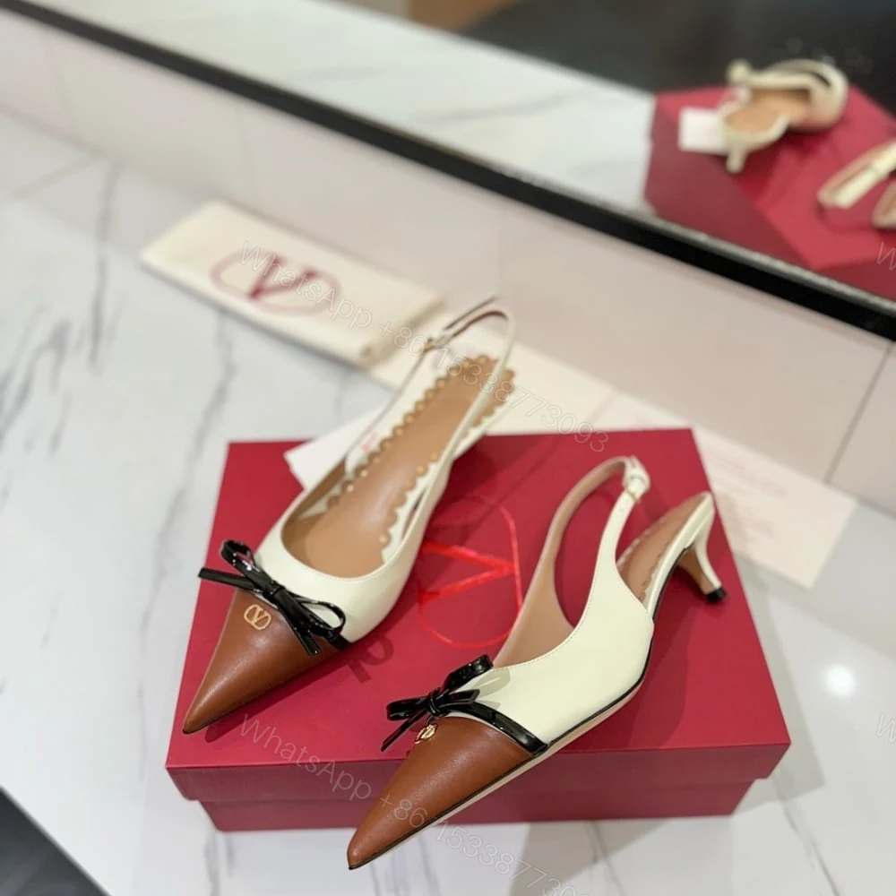 View 5 of VALENTINO BEPOINTY SLINGBACK PUMPS IVORY AND TOBACCO 6W2S0LL3YEA CVM