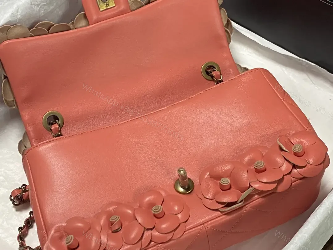 View 2 of Pink Fabric Flower-Studded Shoulder Bag with Chain Strap