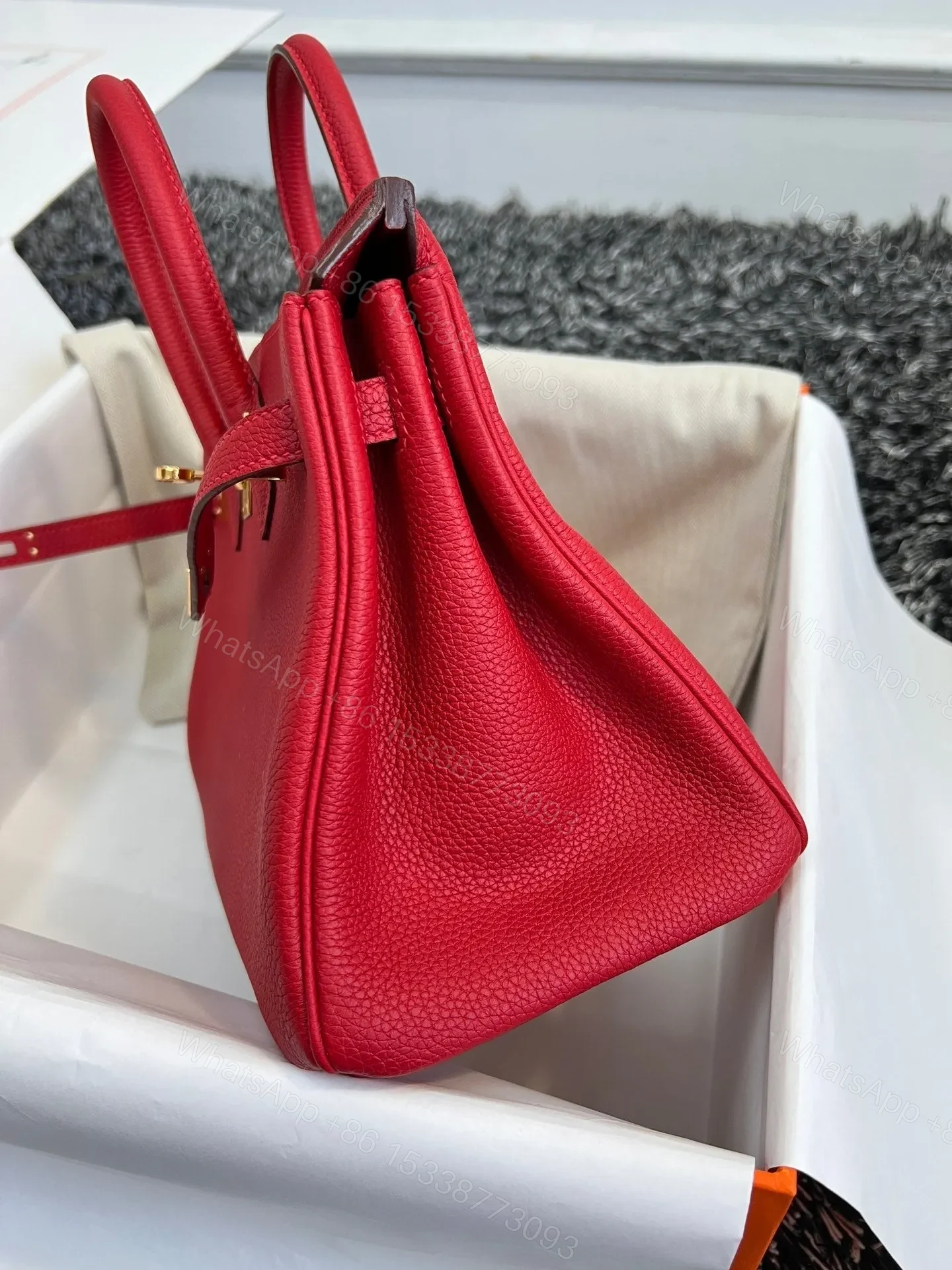 View 4 of HN 25CM RED TOGO LEATHER GOLD HARDWARE