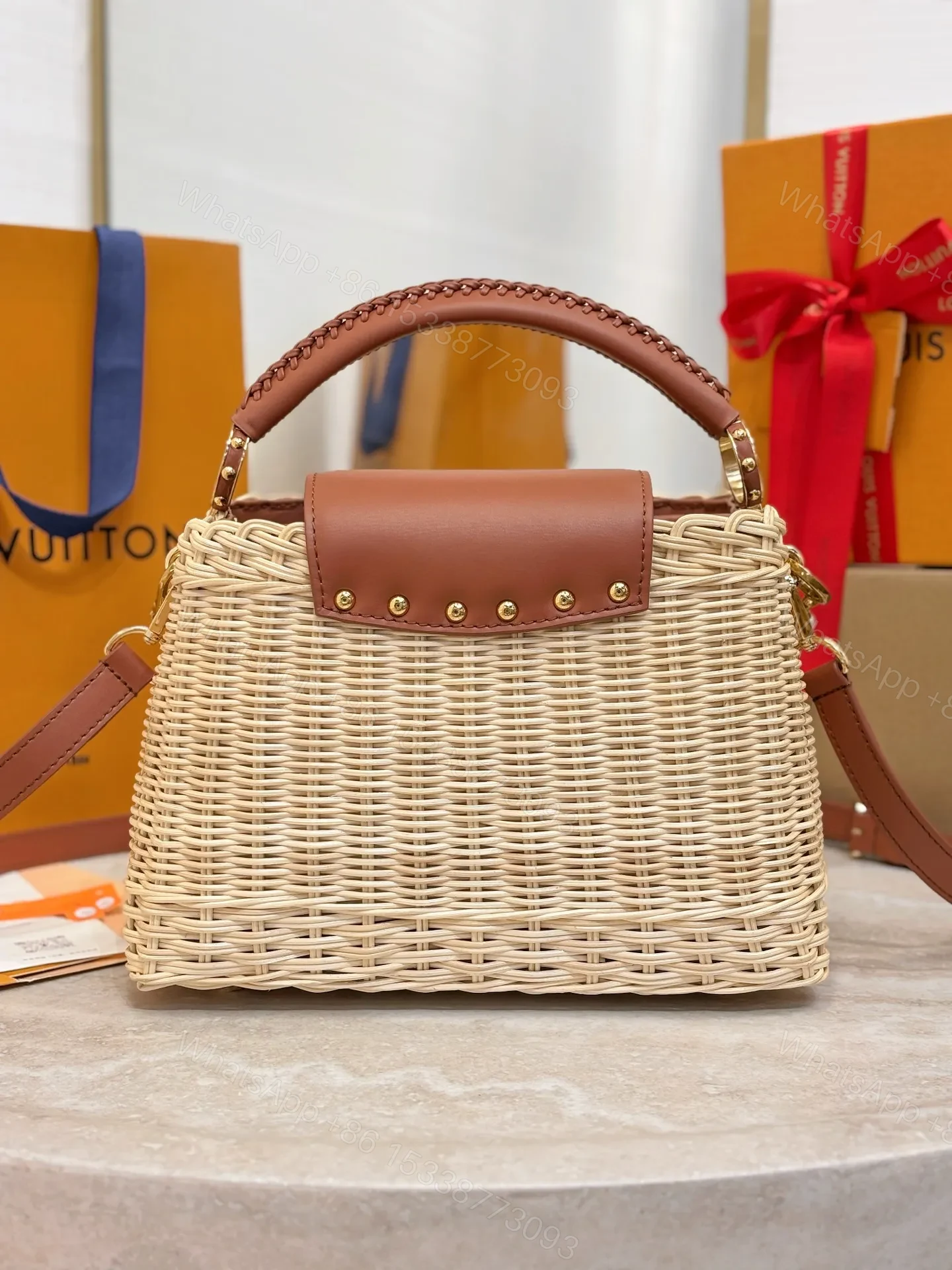 View 4 of Louis Vuitton Capucines BB Handbag Brown Beige
