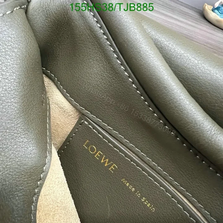 View 11 of Loewe Convertible Leather Shoulder Bag with Dark Khaki Ruched 062138