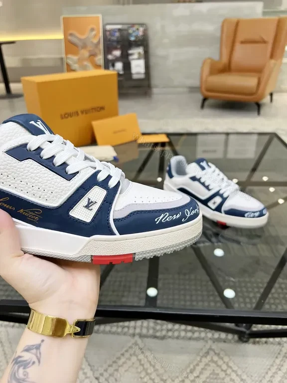View 3 of Bold Navy-White LV-Inspired High-Tops: All-Day Comfort Sneakers